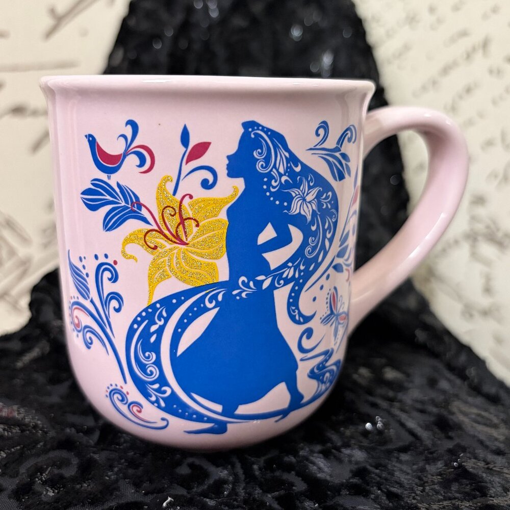 Disney Parks Rapunzel "Best Day Ever" Collectible Pink Blue Sparkle Mug - NO LID